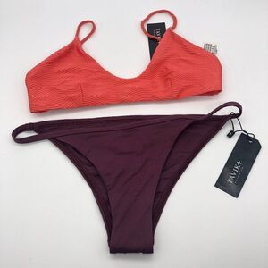 New Tavik Coral & Plum Purple Bikini - Size XS
